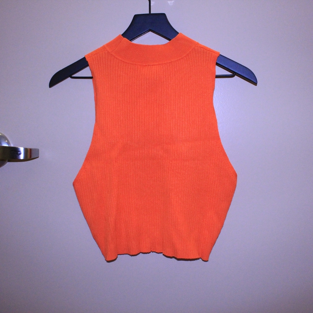 Neon Orange Ribbed Top - Picture 3 of 5